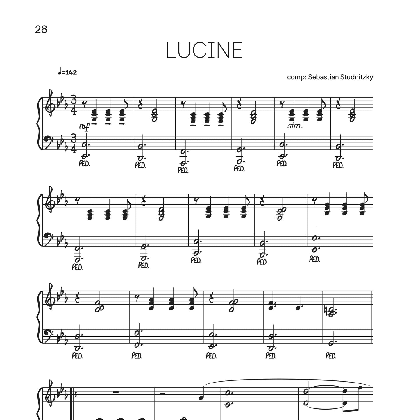 Music Sheet LUCINE for piano